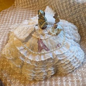 Pin cushion 2,5” doll with new handmade pillow and skirt